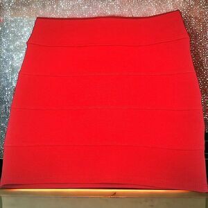 Hot red bandage mini skirt
